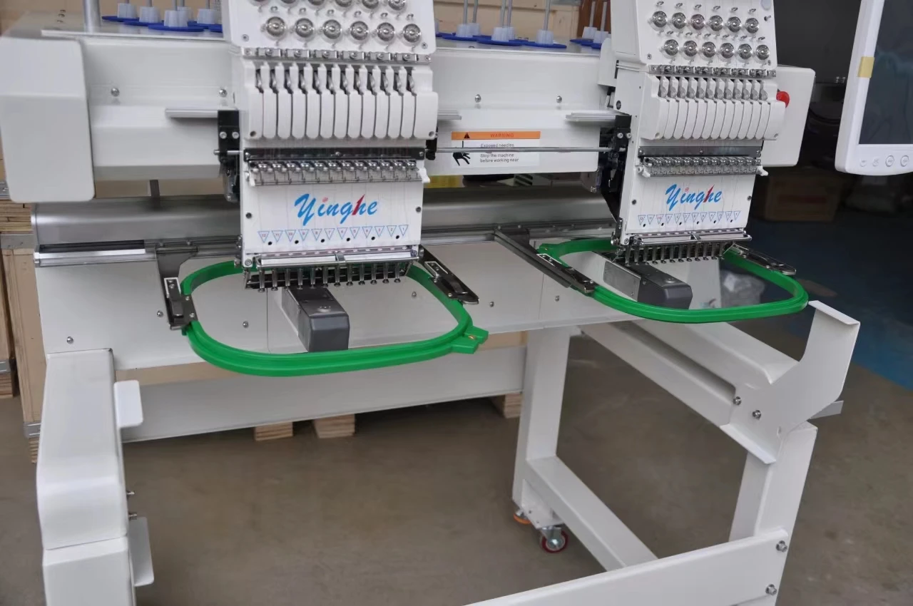 YH 1202 Hot Selling 2 Heads 12 s With Cap/flat/garment Automatic And Computerized Embroidery Machine Double Made In China