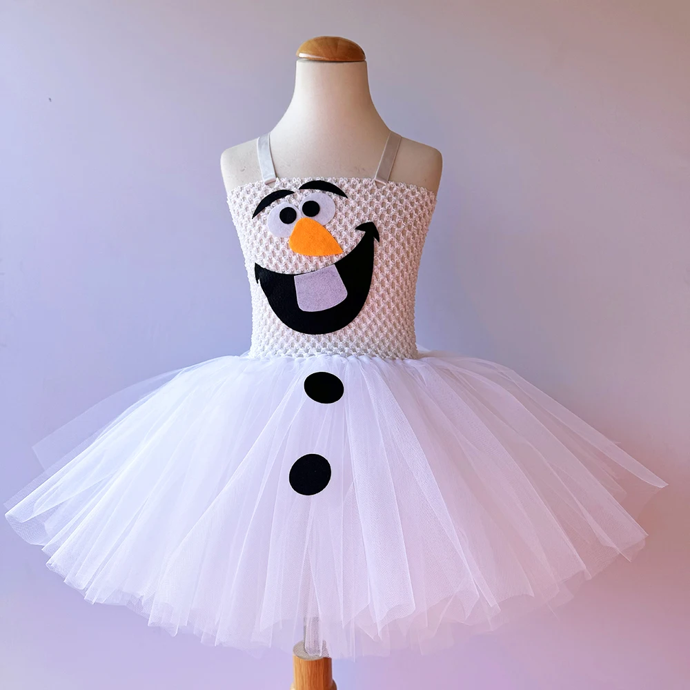 Snowman Olaf Tutu Dress for Christmas Holiday Costume for Xmas Princess Dresses Tulle Outfit Clothes