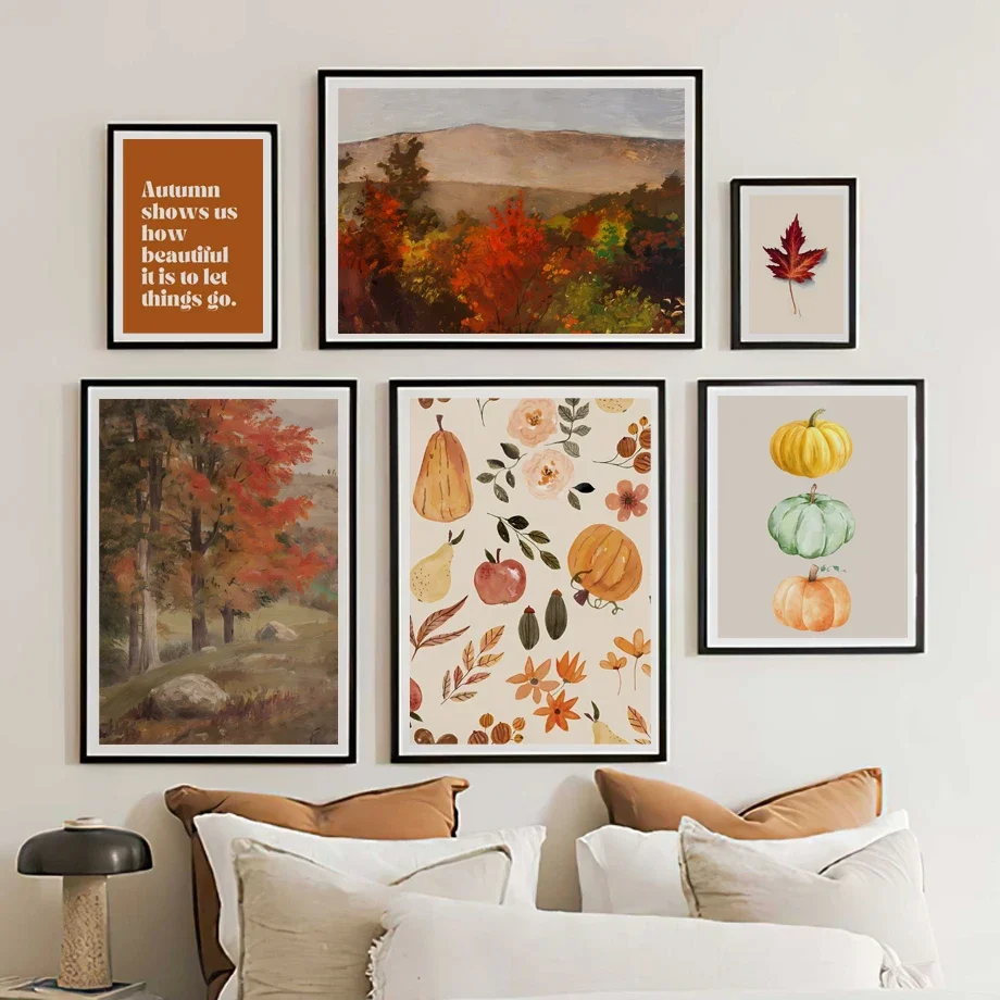 

Pumpkin Leaf Flower Autumn Natural Landscape Oil Painting Poster Abstract Wall Art Prints Canvas Pictures For Living Room Decor