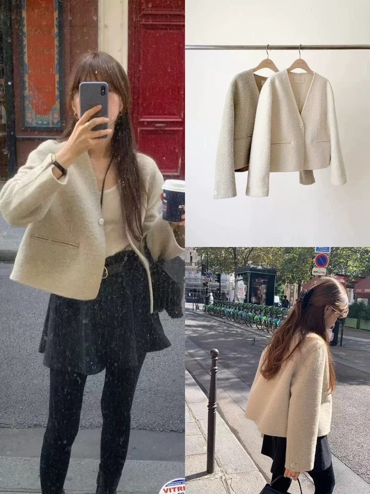 

Soft ort Woolen Coat for Women Vintage Loose Fit Dongda Gate Ouce Surry Wool Top Winter Faion Ladies Premium Clothing