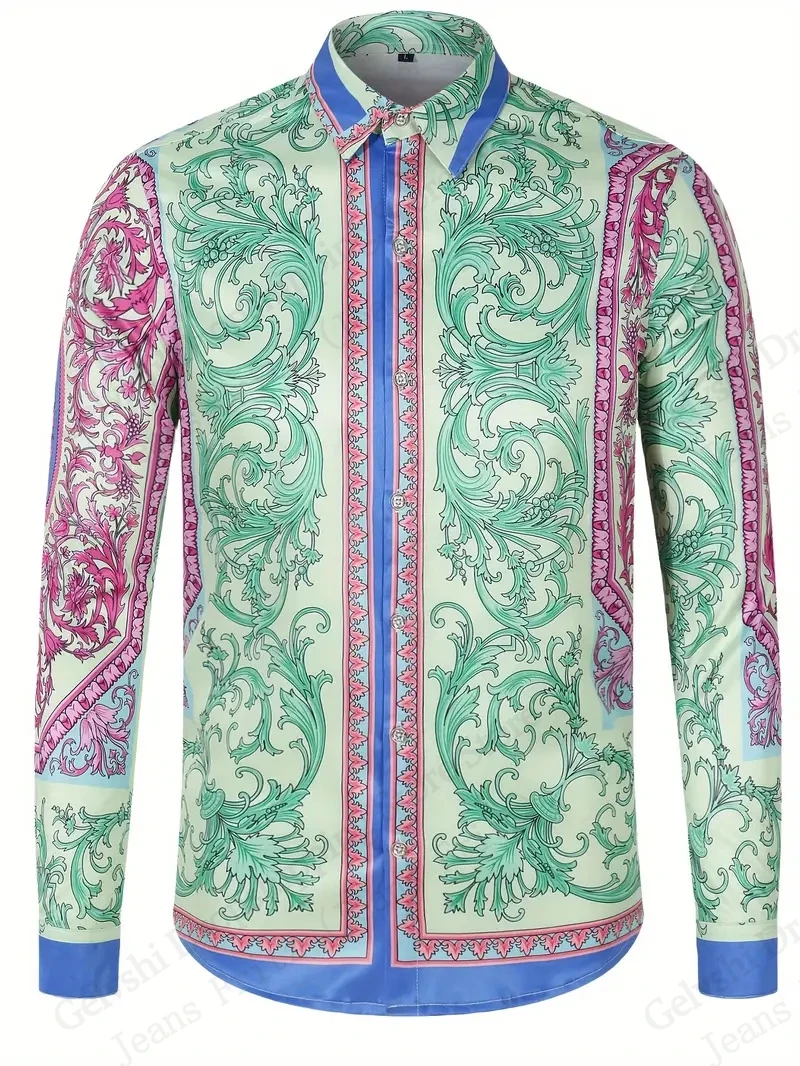 

Мужская однобортная повседневная деловая рубашка с длинным рукавом, гавайская рубашка с 3d принтом в европейском и американском стиле, новый дизайнер