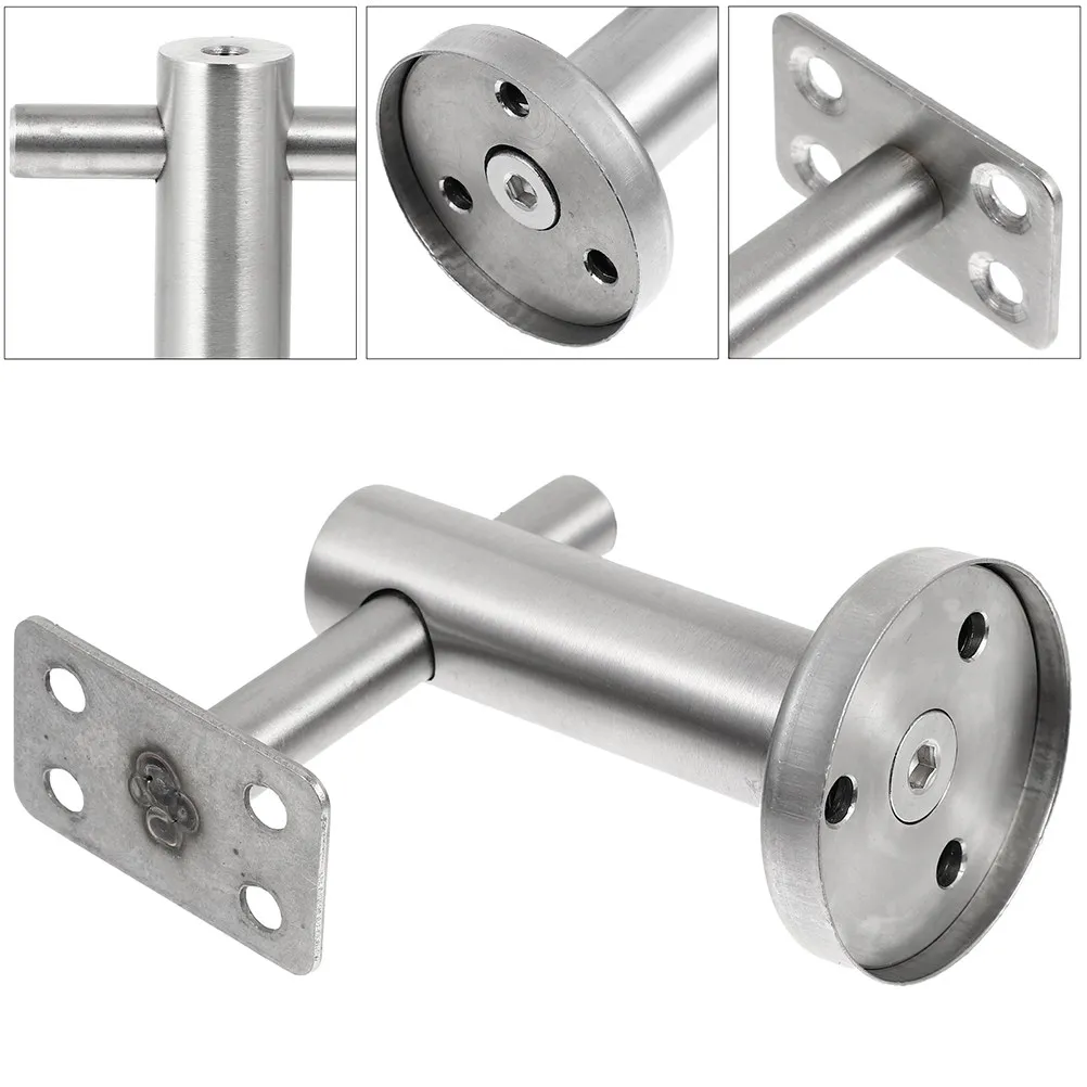 2pcs Stainless Steel Handrail Brackets Adjustable For Stair Railing Support Indoor Outdoor Handrail Holder Stairway Railing