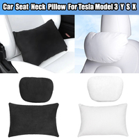 For Tesla Model 3 Y S X Car Seat Headrest Neck Pillow Cushion Suede Comfortable Headrest Lumbar Support Black/White