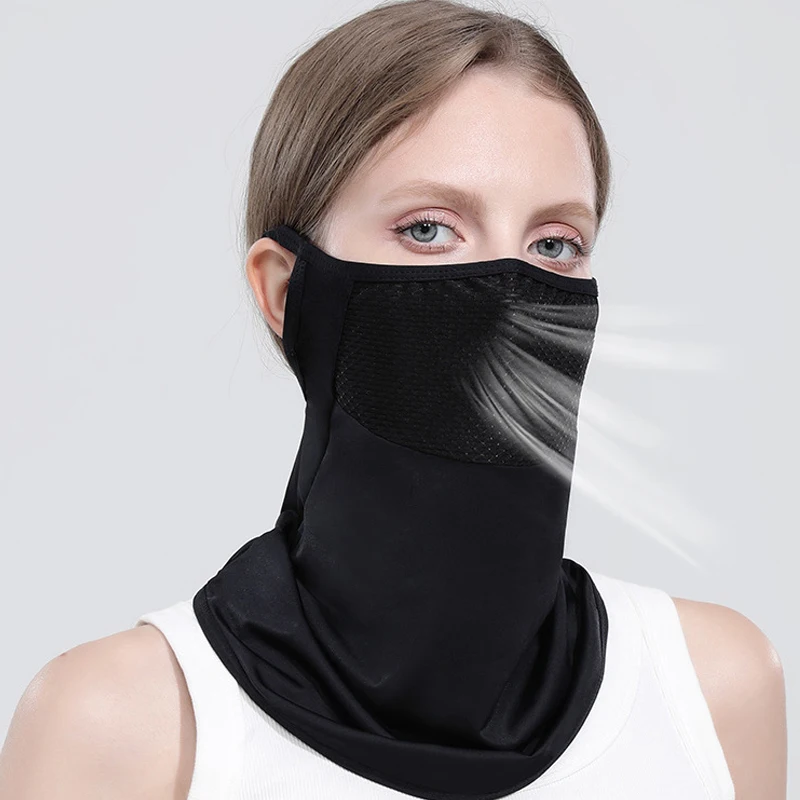 Motorcycle Women Breathable Face Mask, Outdoor Neck Face Protection, Anti-UV Neck Gaiter, Hang-ear Cycling Face Cover, Reusable,