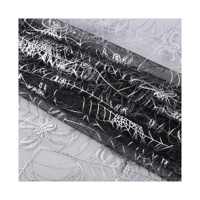 Hot Halloween Mesh Fabric Red Spider Web Toy Hat Cape Ghost Festival Decoration Mesh Fabric