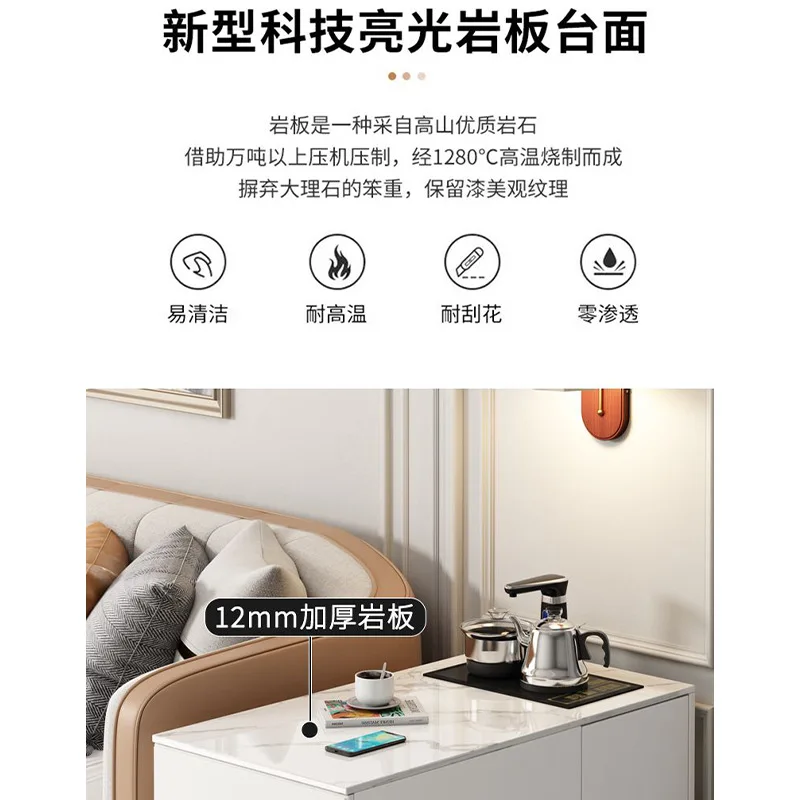 [خالية من الخدوش] خزانة جانبية للأريكة الفاخرة الخفيفة، وغرفة معيشة متحركة، وطاولة قهوة صغيرة متنقلة بسيطة وحديثة بحافة بلاطة صخرية