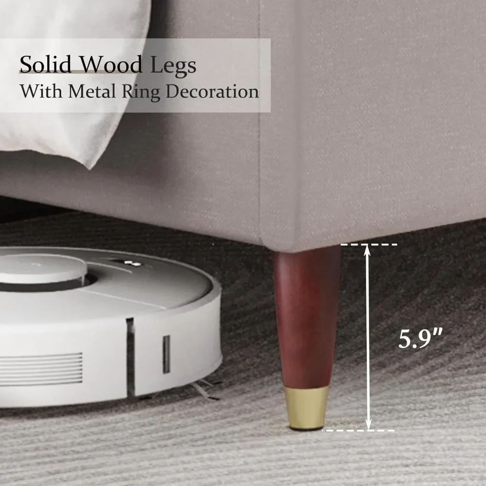 Upholstered Bed Frame Queen Size Platform Bed with Wingback Headboard/No Box Spring Needed/Easy Assembly