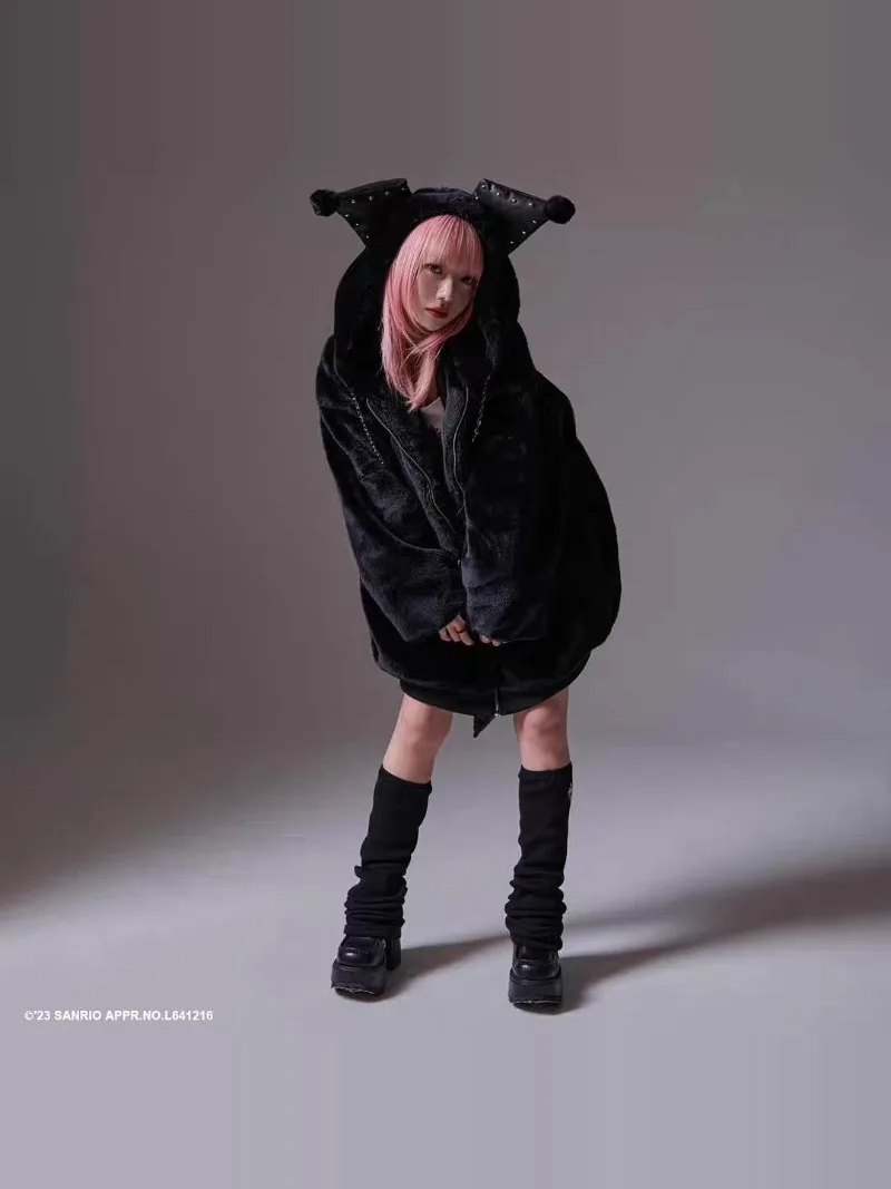 Neue Herbst Winter Harajuku Subkultur Plüsch Jacke Niedlichen Cartoon Hoodies Damen Verdickt Plüsch Sweatshirt Zipper Strickjacke Mantel