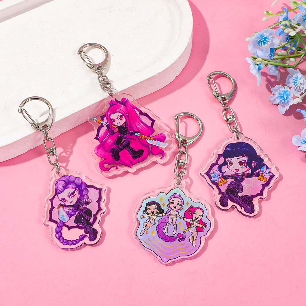 سلسلة مفاتيح كارتونية أنيمي K-Pop شيطان الصيادين HUNTR/X شخصية رومي ميرا زوي Y2K Harajuku حقيبة ظهر إبداعية سلسلة مفاتيح هدايا المشجعين