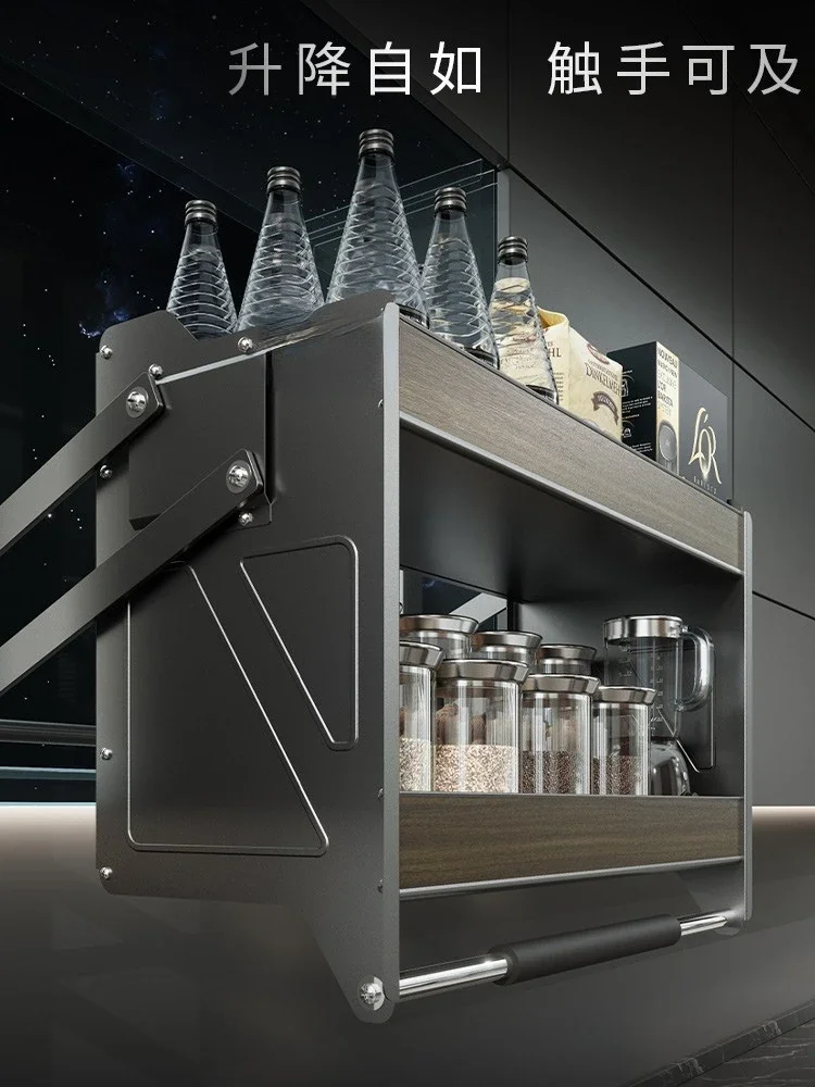 Hot SalesKitchen Wall Cupboard Lifting Basket Upper Cabinet High Cabinet Drop-down Kitchen Top Storage Basket Kitchen