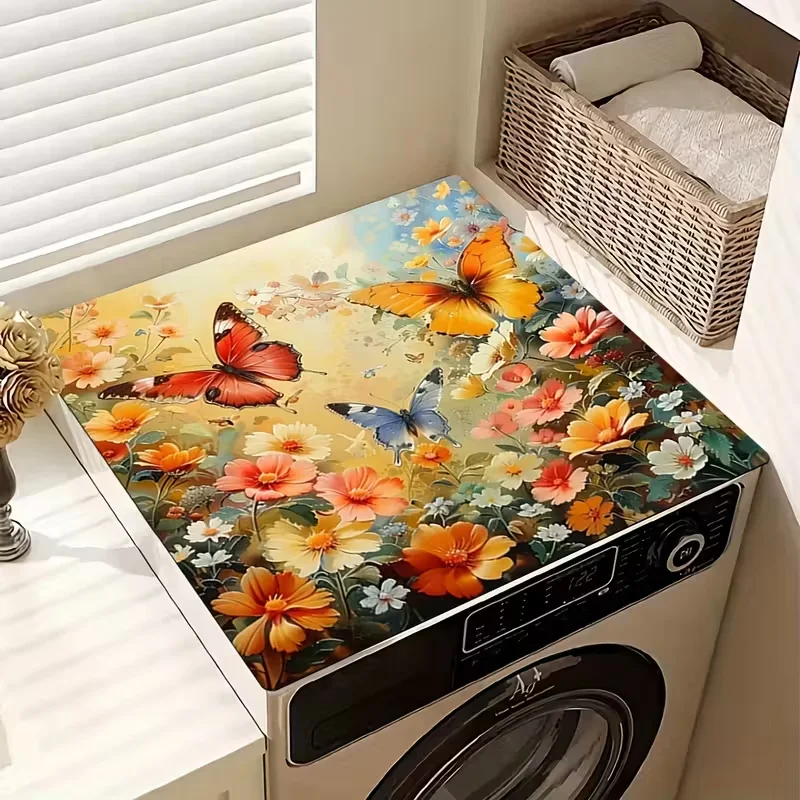 Watercolor Butterflies and Flowers Washing Machine Dust Cove
