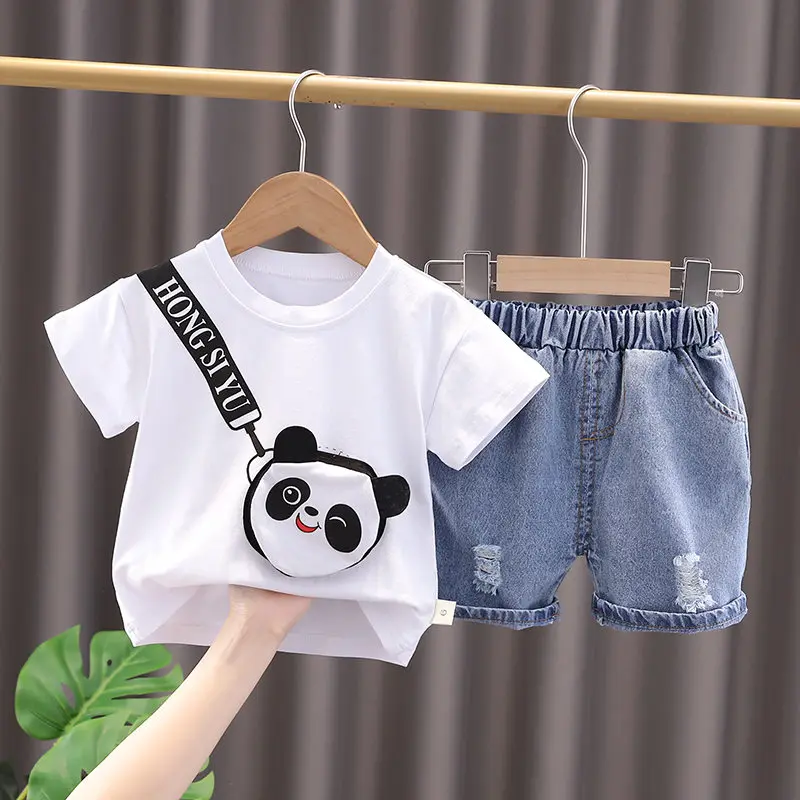 NEW Baby Boys Summer Wear Newborn Children Clothing Boys Short Sleeve Cartoon T-Shirt Short Pants Tracksuit Suit 2pcs/Set