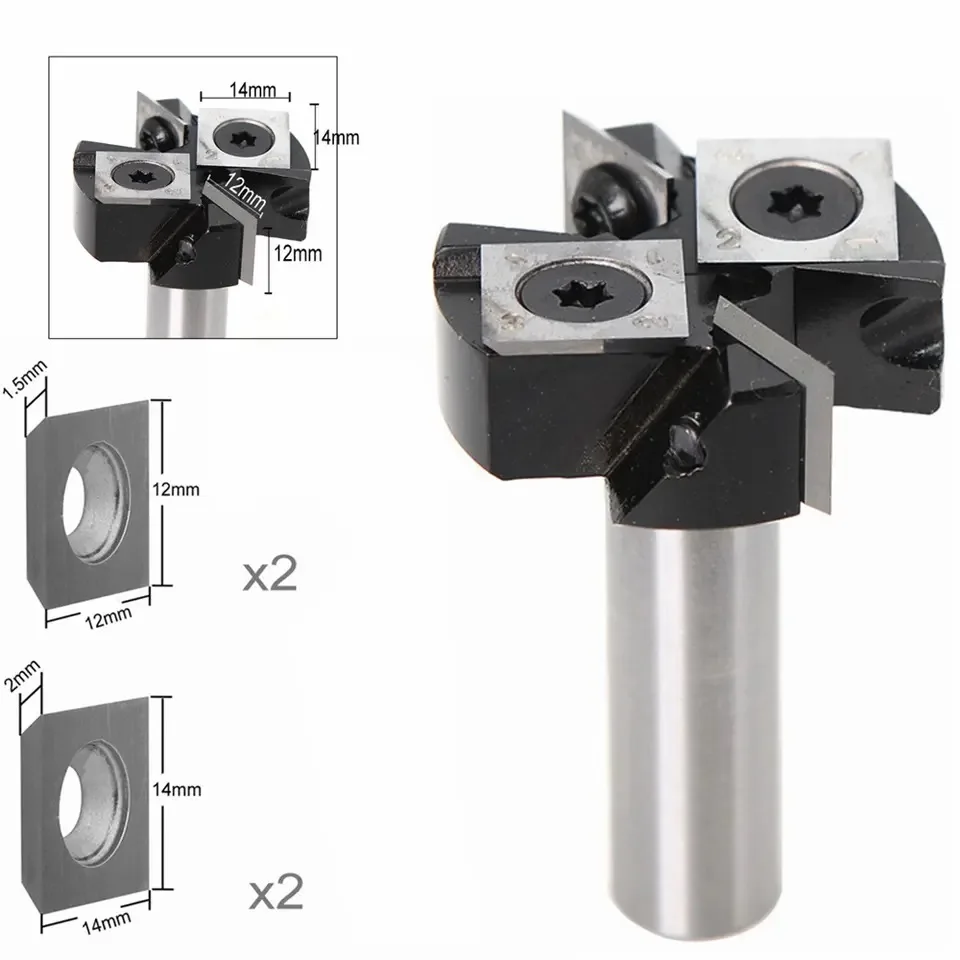 1PC 6mm 8mm12mm 12.7mm Router Bit with Milling Cutter Cemented Carbide Woodworking Bit Insert-Style Spoilboard indexable Drill