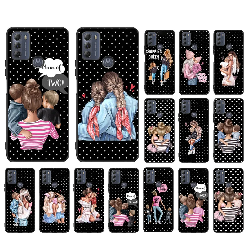 Mom One Two Son Daughter Phone Case For Moto E32 E32S E20 E40 E7 Plus Edge 40 30 Ultra Neo 20 lite G13 G9Plus GPure GStylus