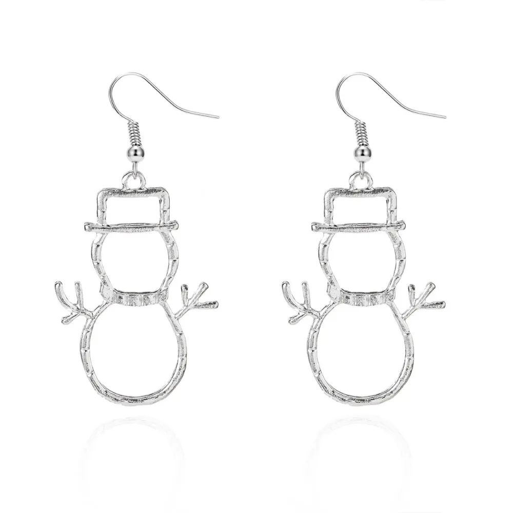 

Silver Color Hollow Metal Wearing Hat Snowman Drop Earrings Minimalist Christmas Elegant Holiday Jewelry Gifts For Women Men