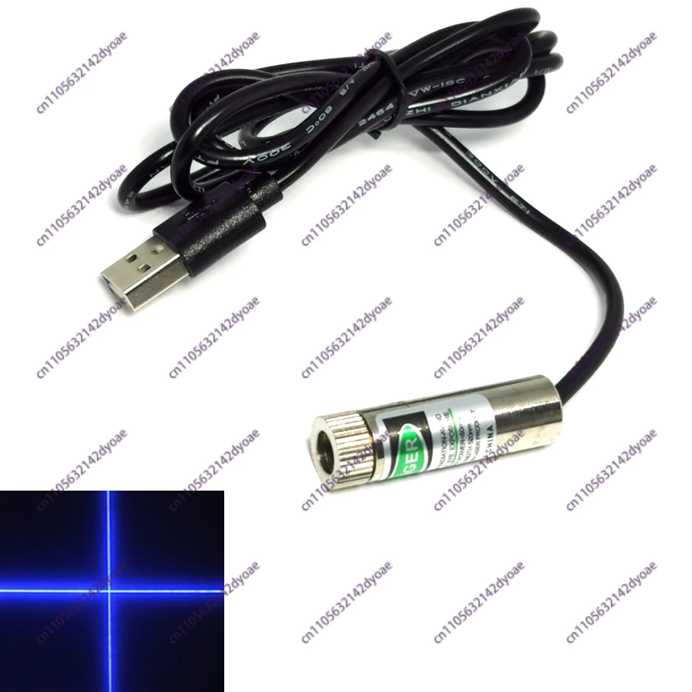 12*40mm Cross Line Dot Adjustable 80mw 450nm Blue Laser Diode Module With USB Power Adapter