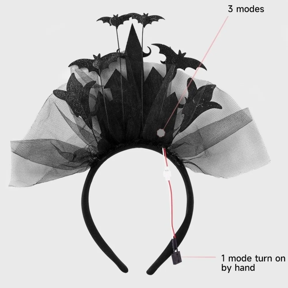 

Gothic White Ghost Halloween Headband Castle Light-emitting Halloween Hair Hoop Electronic Pumpkin Ghost Hairband Girls/Children