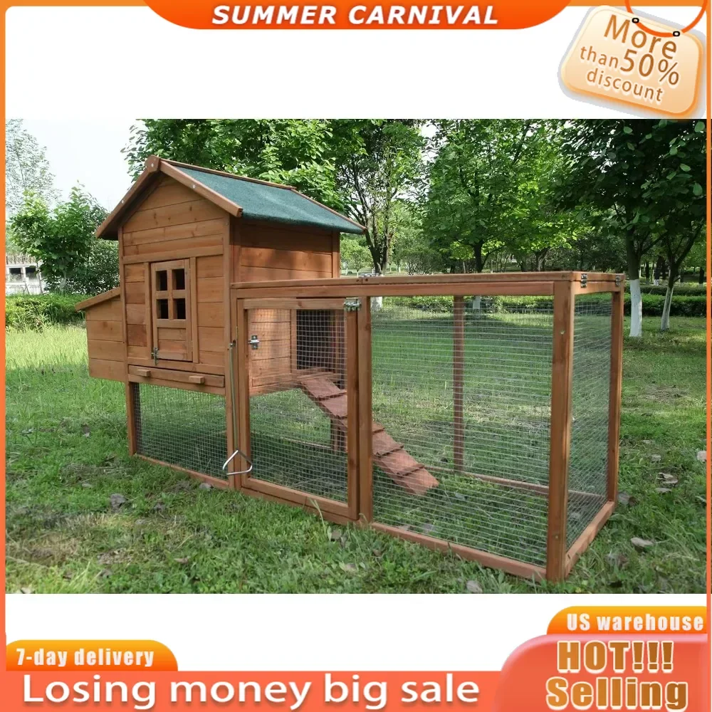 

Outdoor 80'' Weatherproof Wooden Chicken Coops Nest Box Hen House Poultry Pet Hutch Garden Backyard Cage (Chicken Coop)