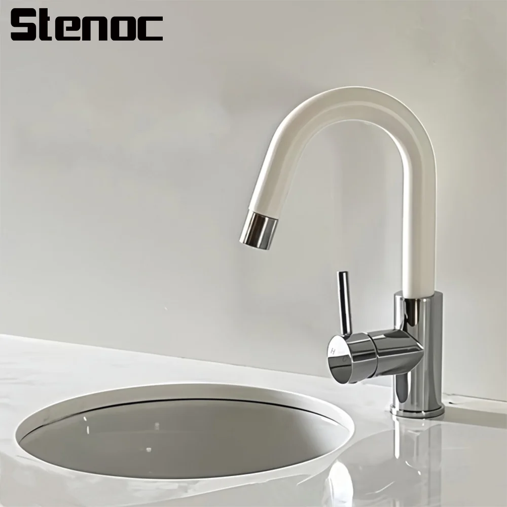 

Pull-Out Black 2 Modes Kitchen Faucet Milk White Mixers Sink Taps Washbasin Faucet Hot Cold 360 Degree Rotating Sprayer Faucet