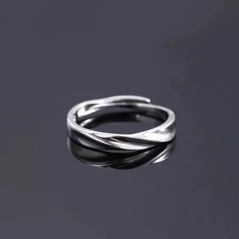 

Uniorsj 925 Sterling Silver Jewelry Simple Style Wavy Grain Open Rings for Men