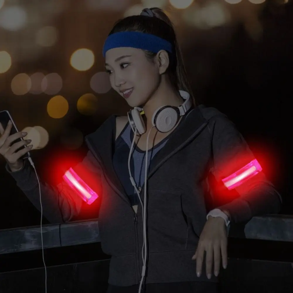 2Pcs Safety LED Light Armband 3 Modes Waterproof Luminous Arm Band Portable High Brightness Warning Wristband Cycling Activities