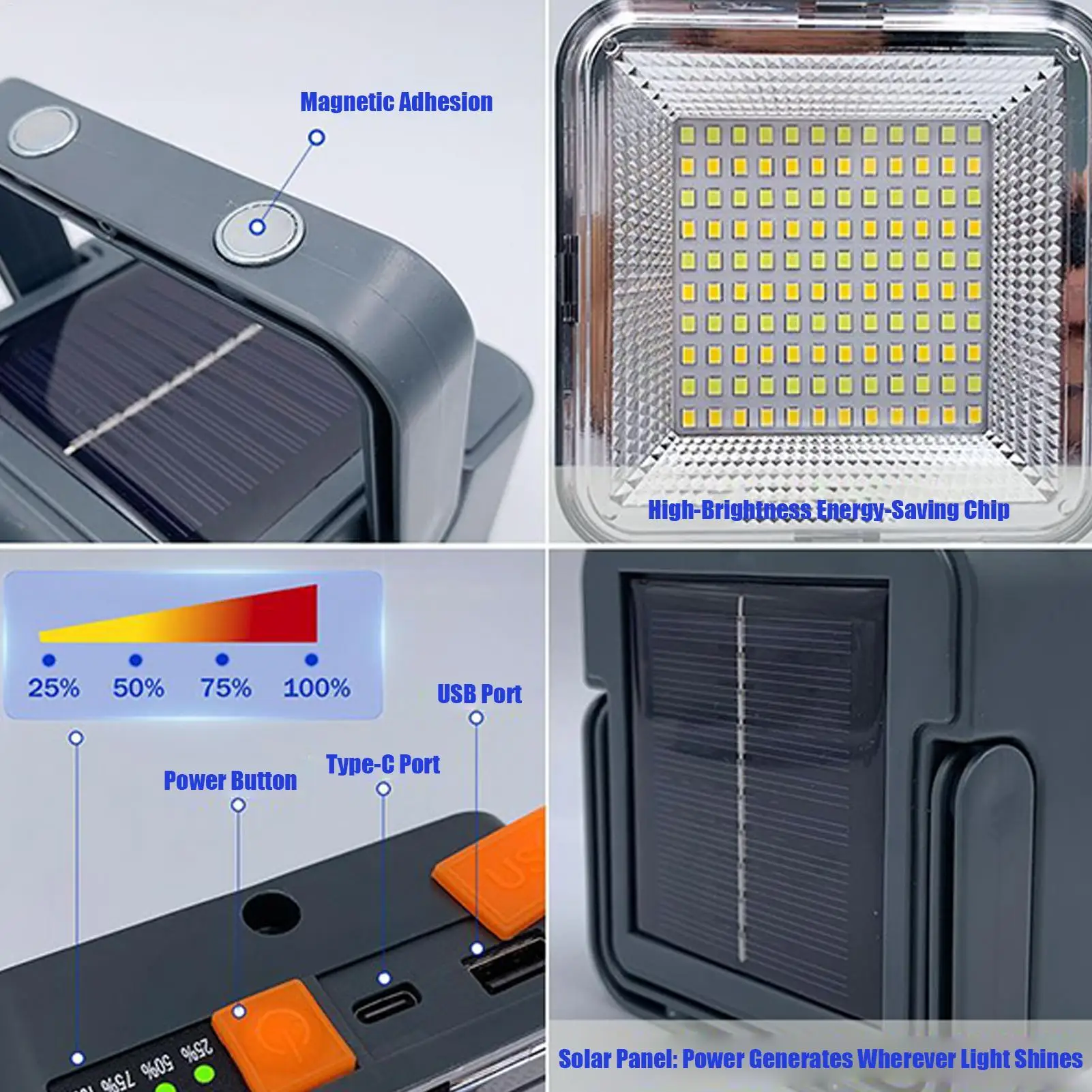Rechargeable LED Work Light Portable Camping Light LED Rechargeable Flashlight Waterproof For Job Site Workshop Automotive