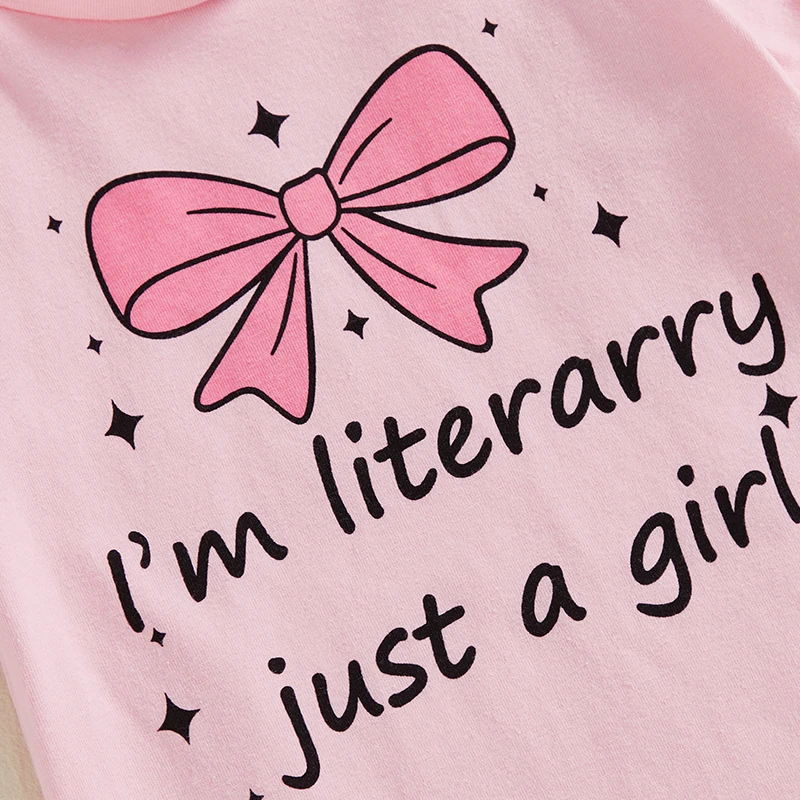 AdTosbetant Girl-Ensemble chemise et pantalon à manches à volants pour fille, ceinture élastique avec nœud, bas évasés à cloche, été