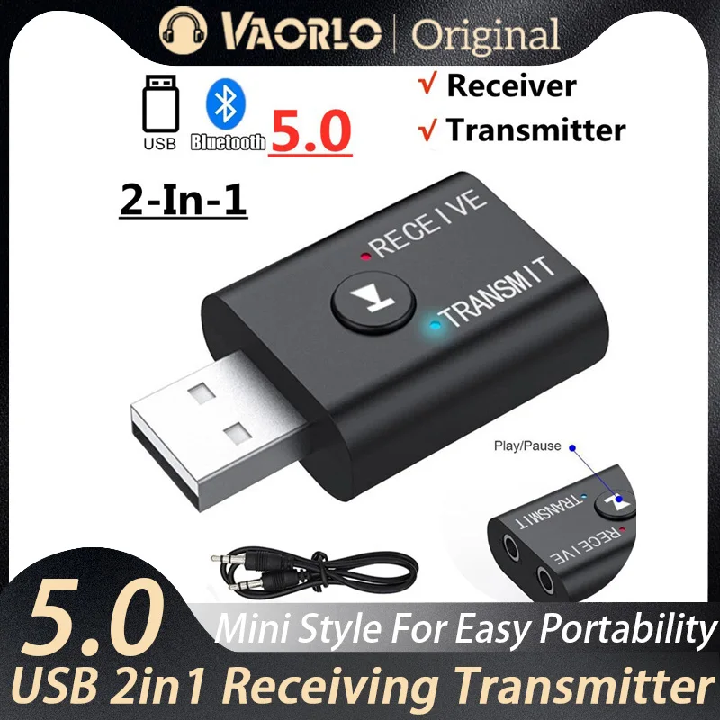 2 In1 USB Wireless Bluetooth Adapter 5.0 Transmiter Bluetooth for Computer TV Laptop Speaker Headset Adapter Bluetooth Receiver