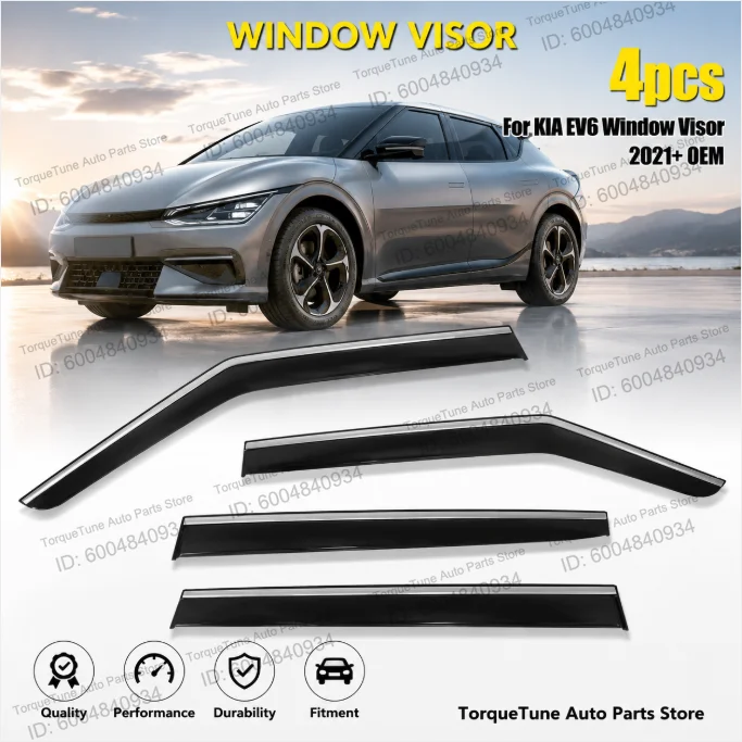 Premium Direct Fit Easy Installation Durable Aerodynamic Weather Resistant Window Visor Wind Deflector For KIA EV6 2021+ OEM