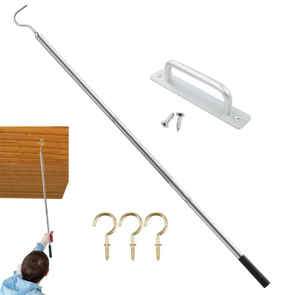 

Ladder Pull Down Kit with Handle Stainless Steel Ladder Pull Down System Kit with Extendable Pole Alloy Handle Loft for Easy