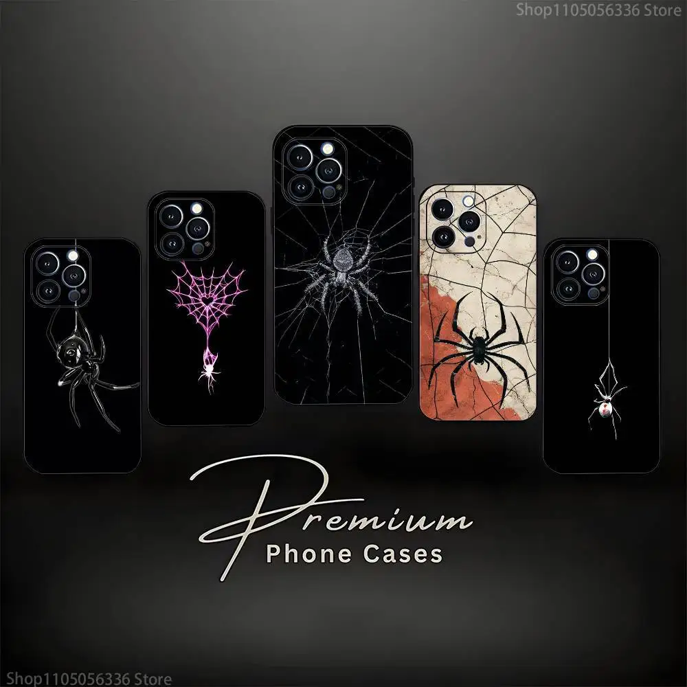 

Black Widow Spider Phone Case For iPhone 16,15,14,13,12,11 Plus,Pro Max,XS,X,XR,SE,Mini,8,7,Soft Silicone Black Cover