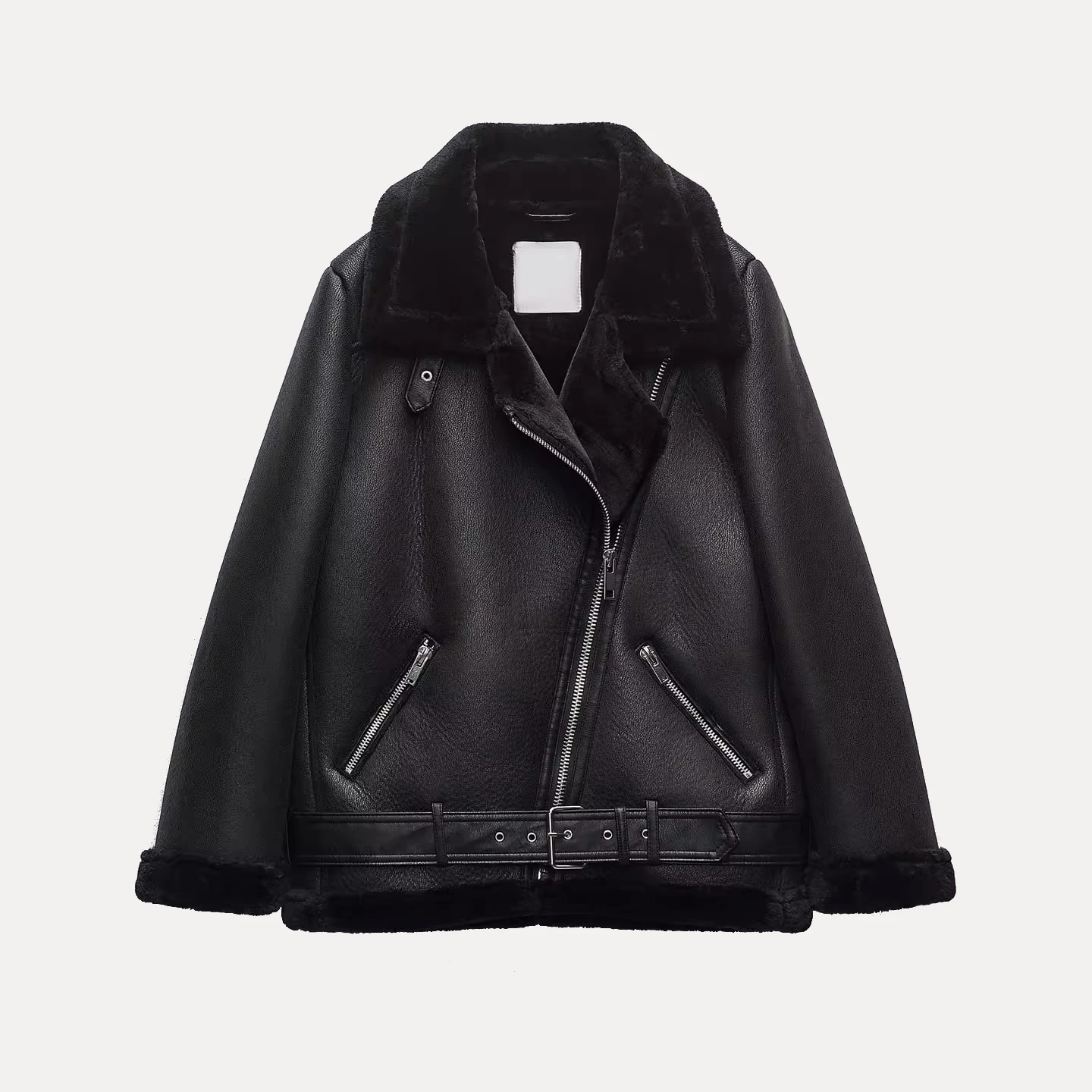 Z المرأة على الوجهين فارس Jaet معطف جلد دافئ الفراء تخفيف Sle فضفاضة تناسب طويلة Sve سستة كيت الخريف 2025