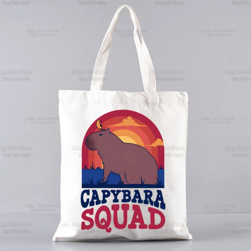 Cute Capybara Cartoon Kawaii Shopper Bag Print Canvas Tote Bag Handbags Women Bag Harajuku Shoulder Bags