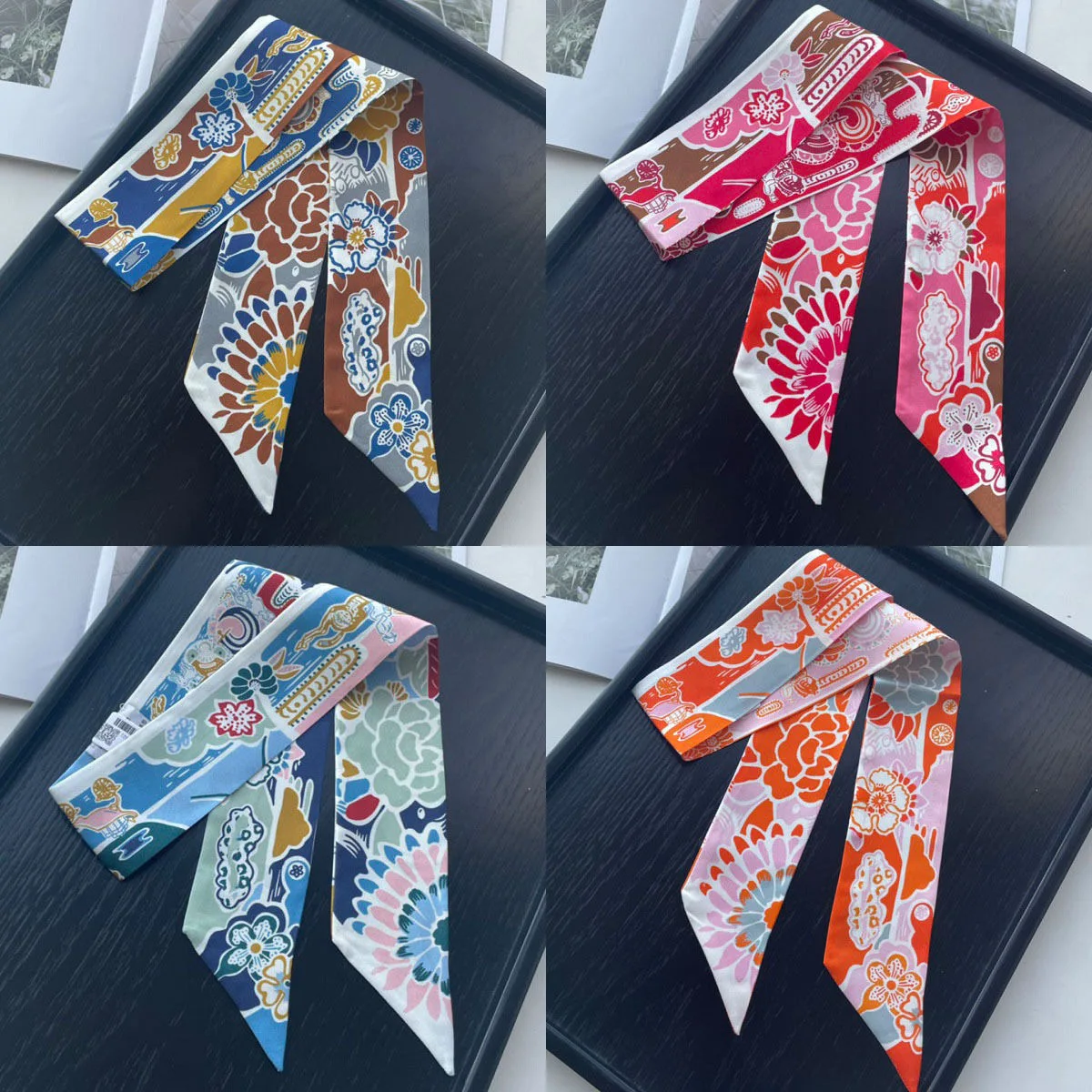 Französisch inspirierter Blumenschal für Damen, vier Jahreszeiten, Haarbandana, Tasche, Dekoration, Band, Geschenk, Großhandel, Accessoires
