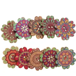 Bohemia Wood Buttons for DIY Craft, Sewing Supplies, Bulk Buttons, Home Decoration Accessories, 15mm, 20mm, 25mm, 50Pcs