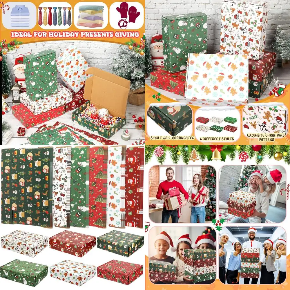 

12x9x3 Inch Empty Cardboard Christmas Gift Boxes for Holiday Wrapping and Business Packaging