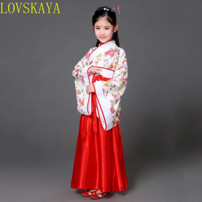 Rot weiß traditionelle Hanfu Cosplay Kleidung Tang Dynastie Kaiserin Kleid Frauen chinesische alte Kostüm chinesische Outfit für Kinder