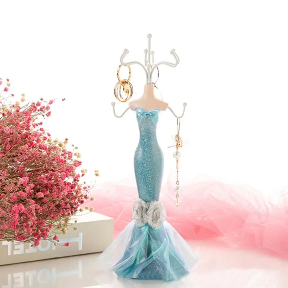 Organizer Rack Necklace Mannequin Display Stand Ring Luxury Earrings Stand Holder Display Rose Ribbon