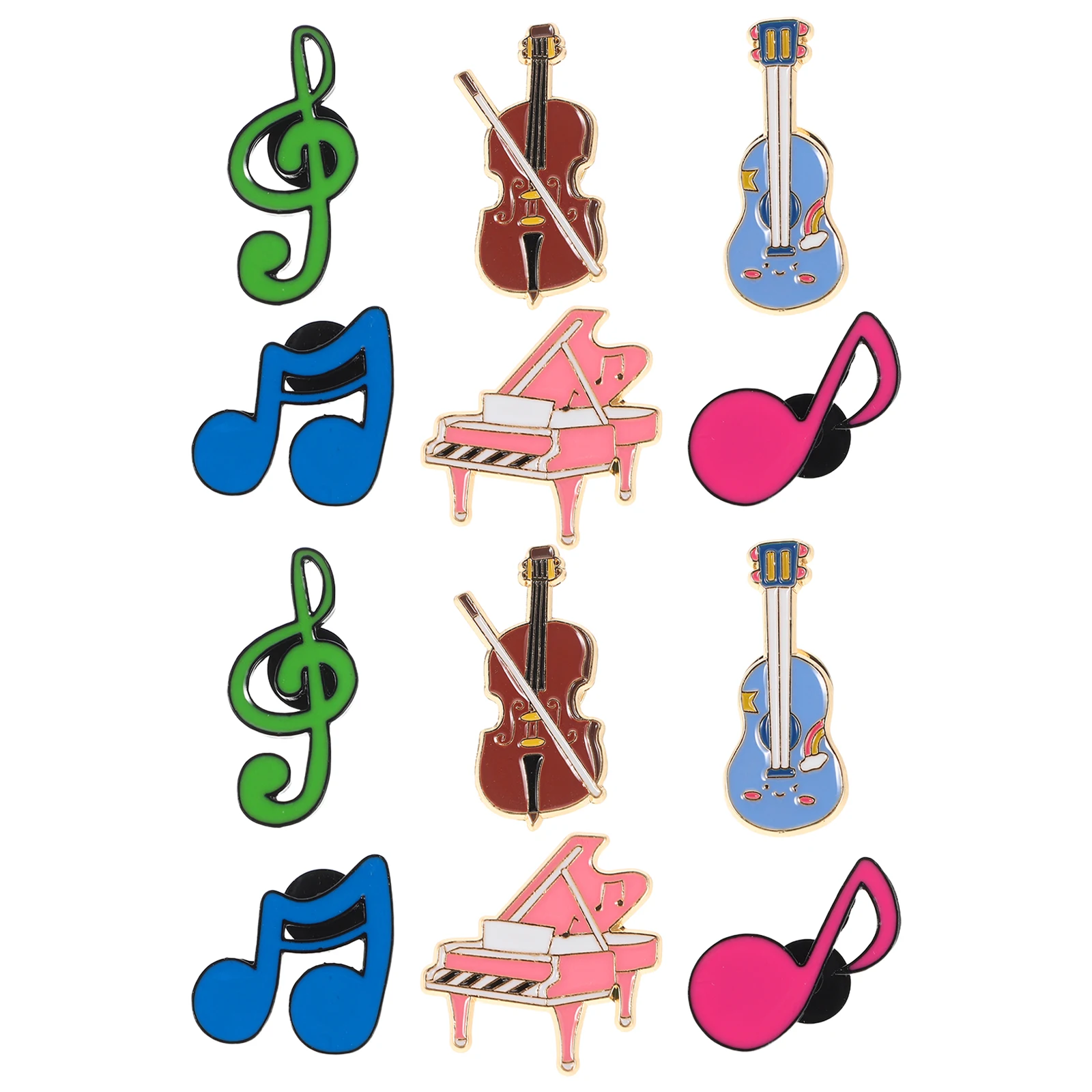 

12pcs Musical Theme Brooch Pins Music Instrument Note Alloy Lapel Pin Set Piano Guitar Cello Design Lightweight for Teachers