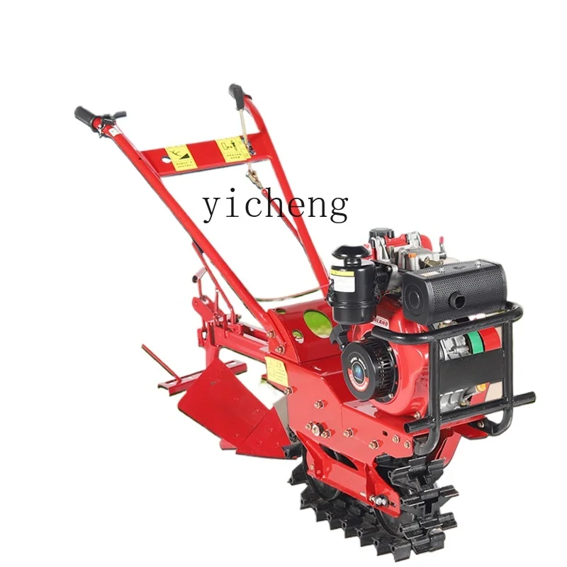 ZK Short Frame Chain-Track Mini-Tiller Crawler Ditching Farmland Hand-Held Diesel Soil Preparation Machine