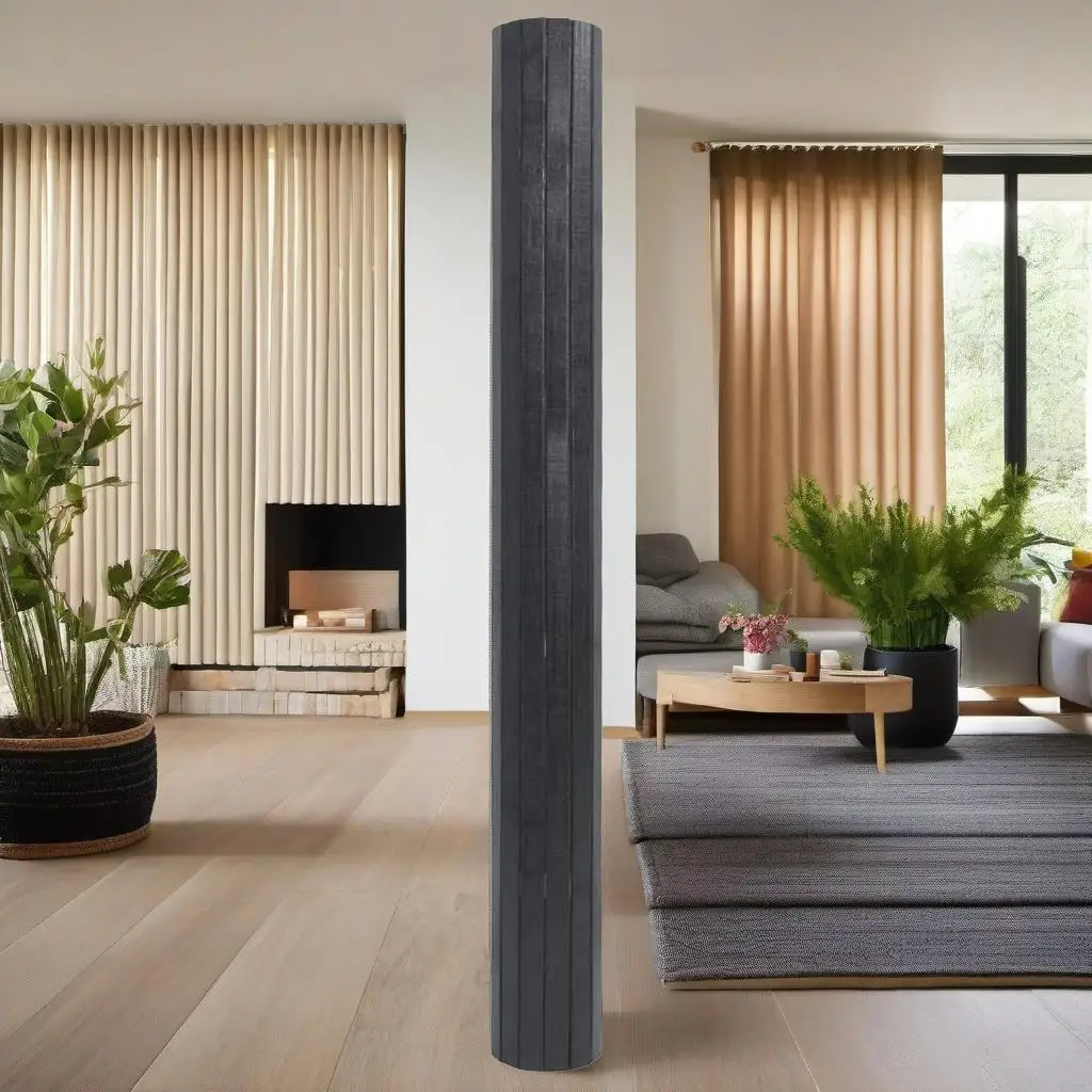 Rectangular Grey Bamboo Rug 100x400 cm - Durable & Stylish Home Decor
