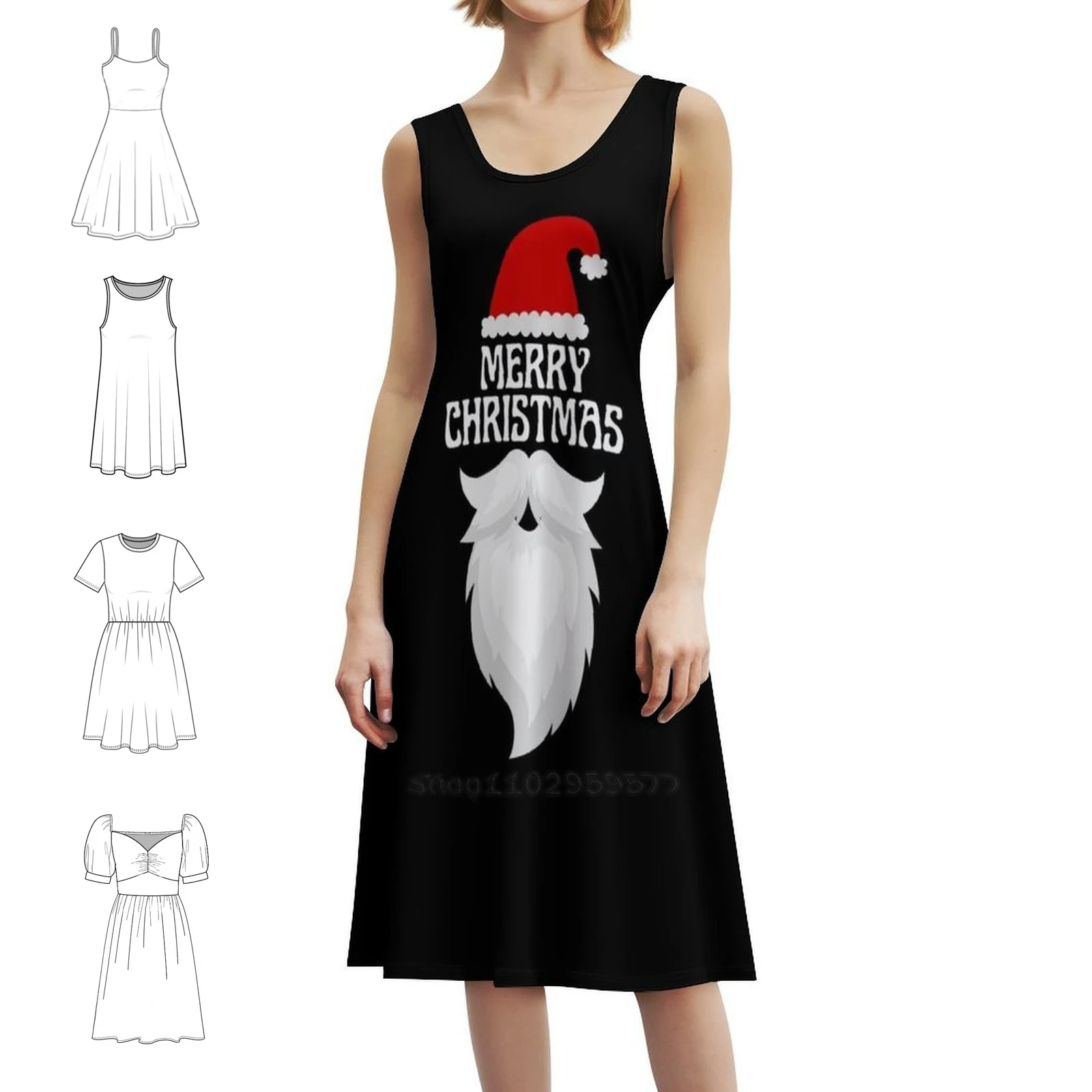

Santa Claus Merry Christimas Korean Style Casual Dress For Women Simple Daily Office Lady Dresses Christmas Santa Claus Santa