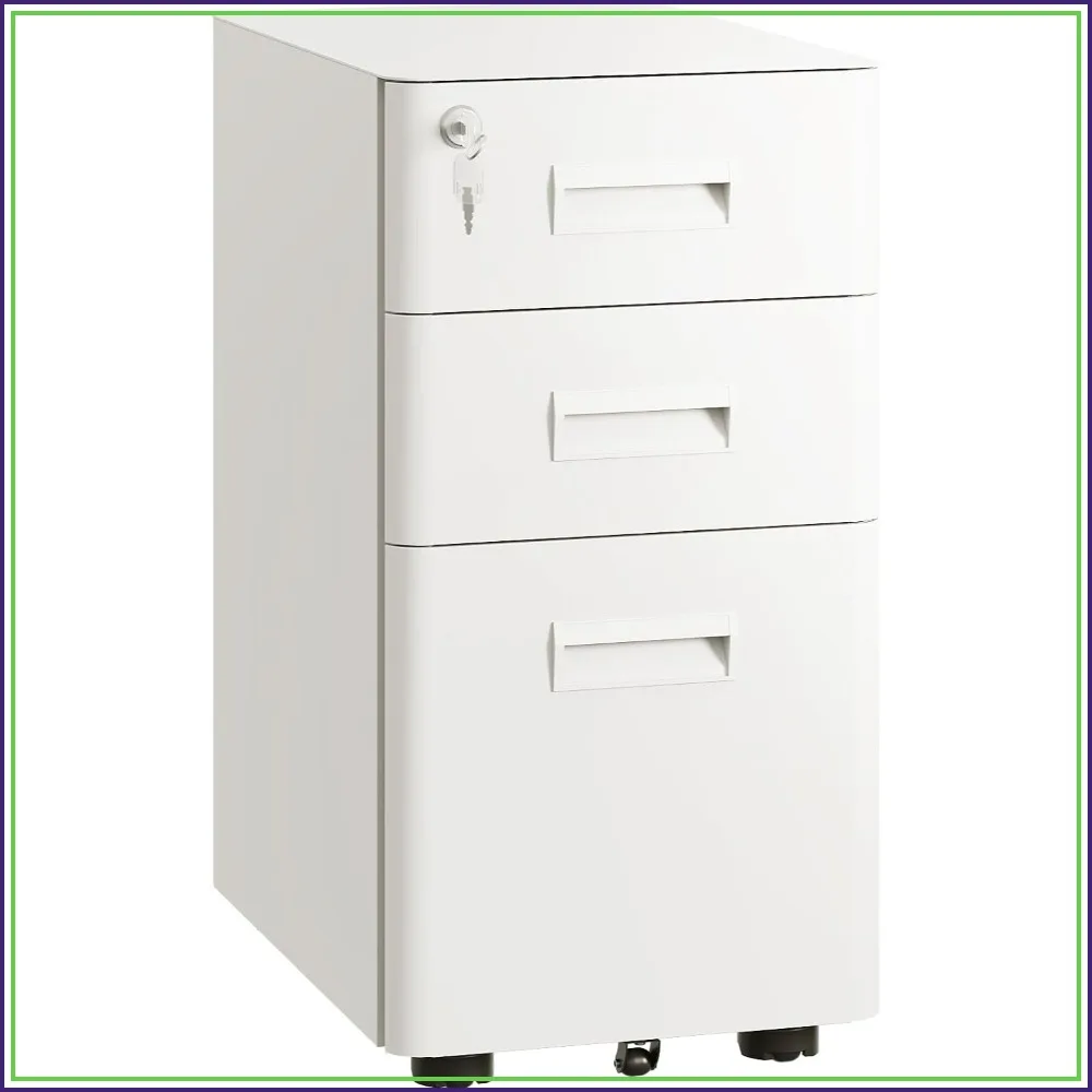 DEVAISE 3 Drawer File Cabinet on Wheels, Fully Assembled Except Casters