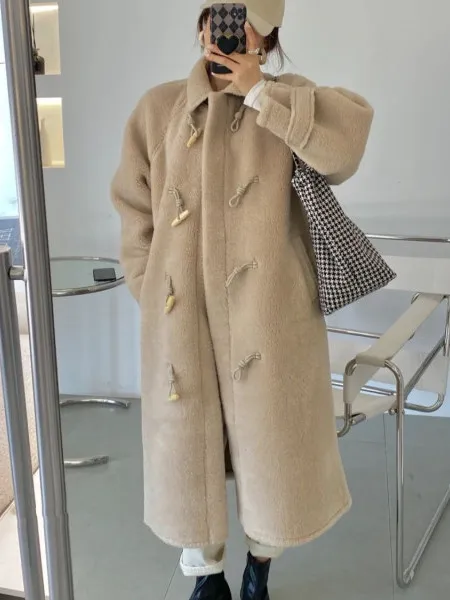 

Новая женская зимняя шуба из овечьего меха, удлиненная, свободного кроя, в корейском стиле, кардиган для всех типов фигуры