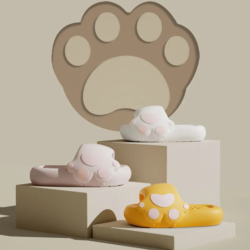 2026 Summer New Cartoon Cat Paw Kids Slippers Girls Boys Soft Sole Non Slip Indoor Home Slides Family Matching Casual Breathable