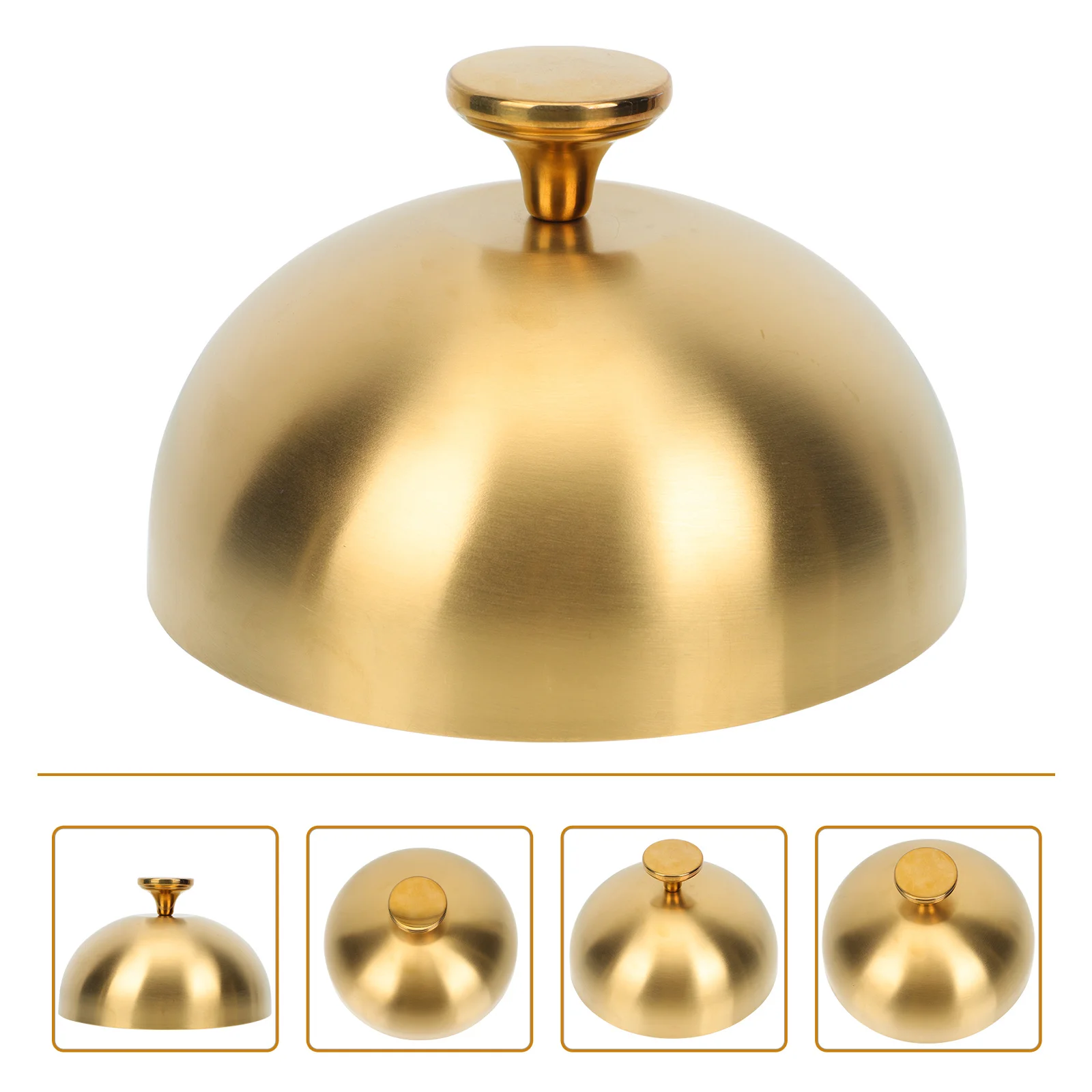

Steaks Cover Dome Plate Guard Serving Cloche Micro-wave Insulation Golden Stainless Dish