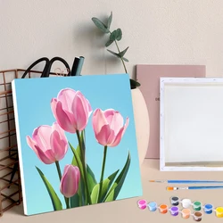 RUOPOTY Framed Painting By Numbers Cartoon Flowers Beginner Kits Easy To Paint Include Tool Diy Crafts Kits For Home Decors