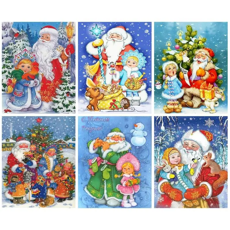 

GATYZTORY Full Square Diamond Mosaic Painting Christmas Santa Claus Diamond Mosaic Paintings For Adults Handpainted Crafts