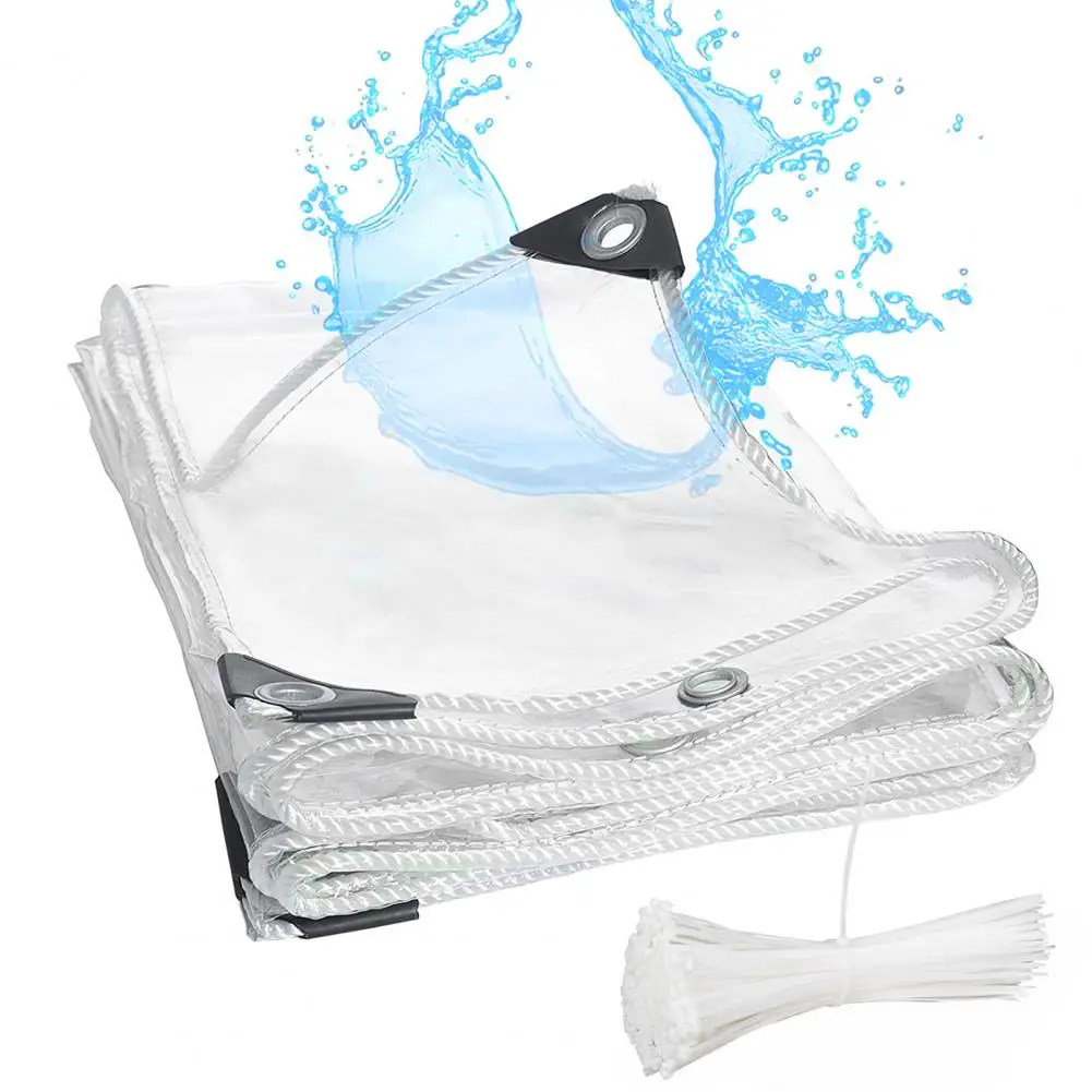 

Прозрачный водонепроницаемый тент-брезент 8.5x10 футов (2.6x3.1 м) для теплиц, садов, патио и покрытия крыш, сверхпрочный, с люверсами