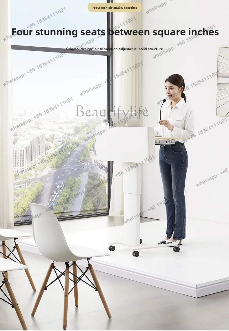 Adjustable Lectern for Classroom and Meeting Room, Mobile Lecture Table for Exhibition Hall and Reception Desk